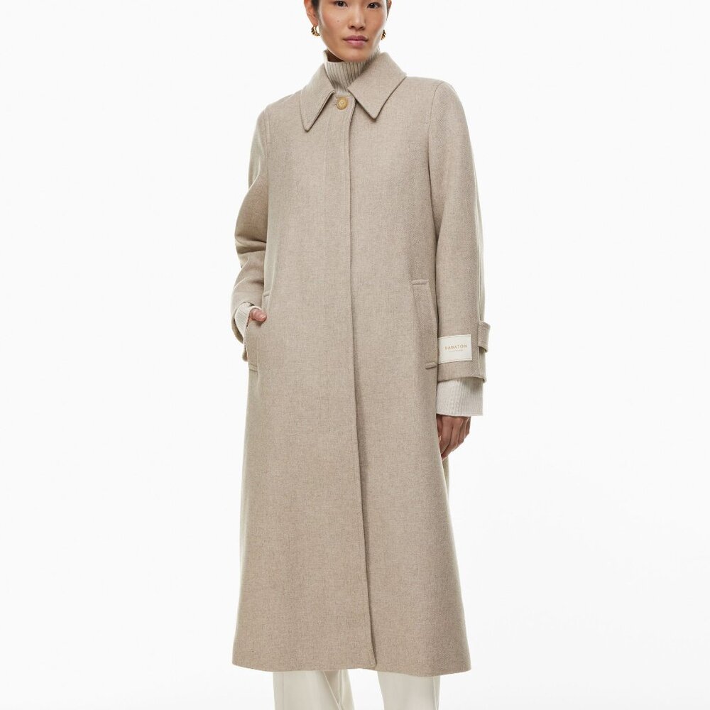 Aritzia Babaton Mack Coat Single Breasted In Heather Almond Beige/Oatmeal